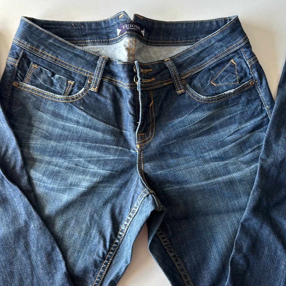 Vigoss Collection Fit/Bootcut Denim Jeans Size 14 32L Stretch EUC Darker Blue